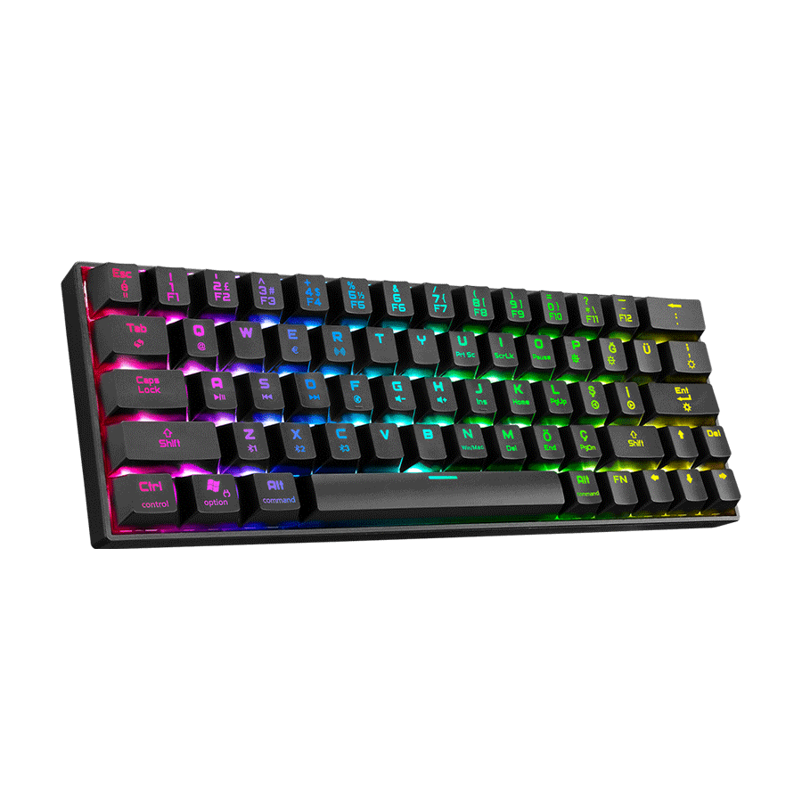 Tastatura gaming RAMPAGE KB-RX63 B-ATOM Black Bluetooth RGB Backlight RED SWITCH US Layout 63 Mini