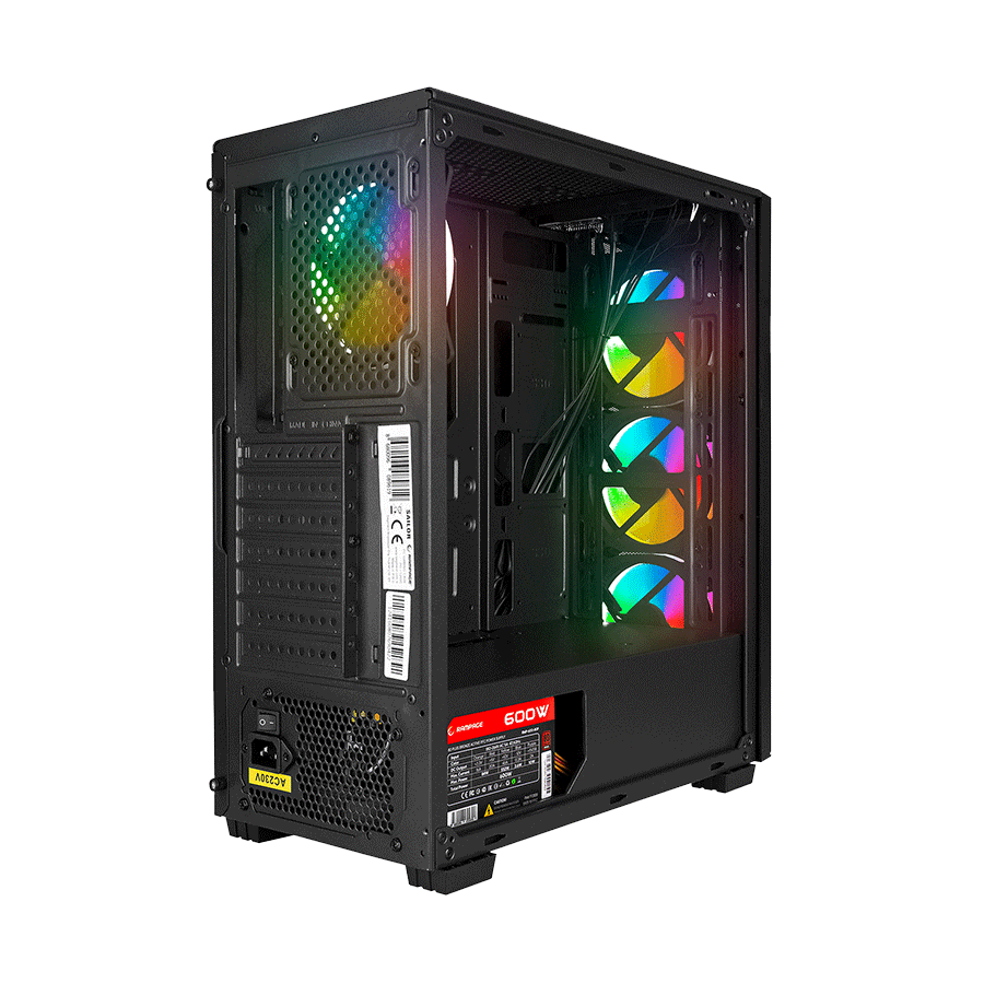 Kućište gaming RAMPAGE HYDRA V2 BLACK Tempered Glass Type-C+USB3.0 4*ARGB Infinity Fan+Hub E-ATX Exclusive Gaming, 39989