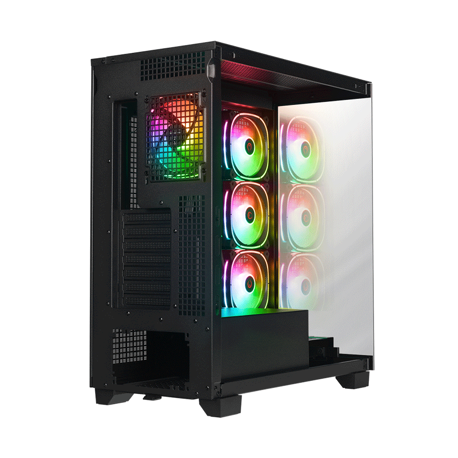 Kućište gaming RAMPAGE HYDRA V1 BLACK Type-C+USB3.0+USB2.0 4*ARGB Fan+Hub E-ATX Exclusive Gaming, 39922