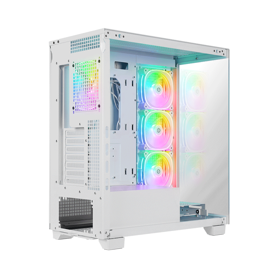 Kućište gaming RAMPAGE HYDRA V1 WHITE Type-C+USB3.0+USB2.0 4*ARGB Fan+Hub E-ATX Exclusive Gaming, 39923