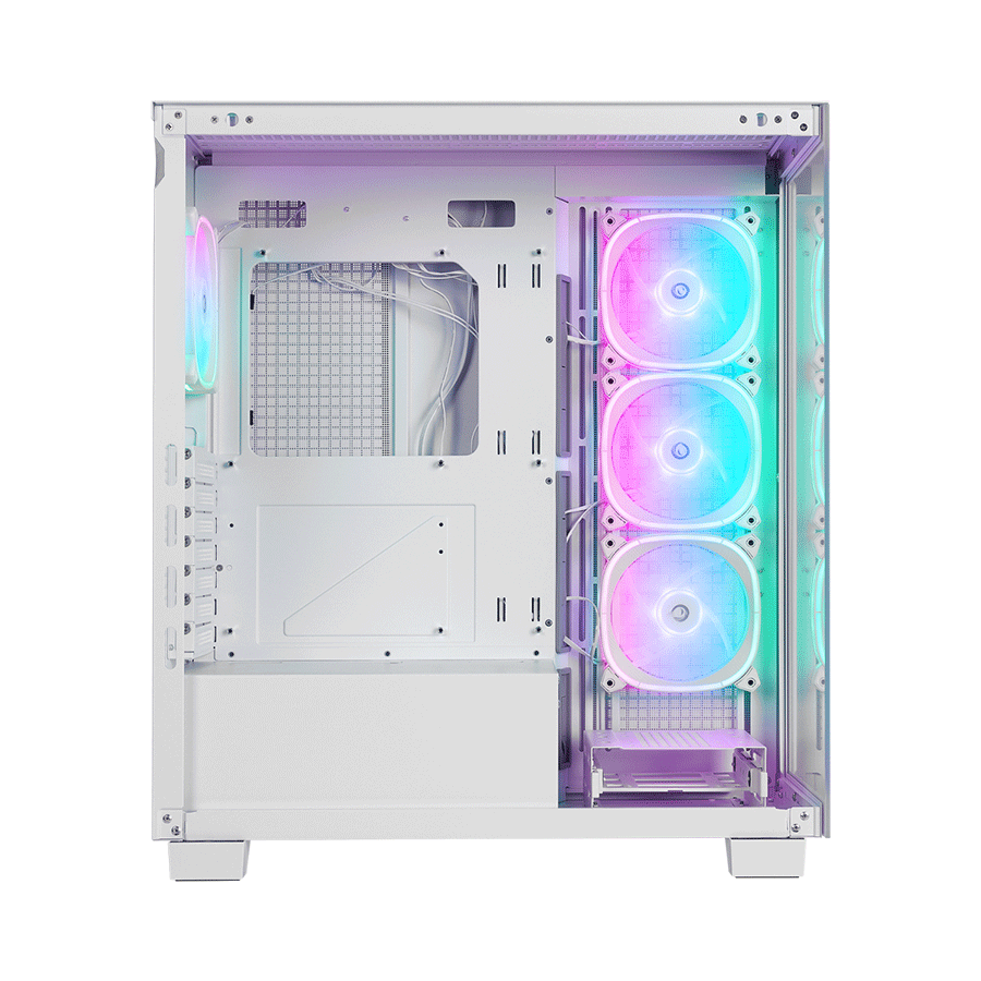 Kućište gaming RAMPAGE HYDRA V1 WHITE Type-C+USB3.0+USB2.0 4*ARGB Fan+Hub E-ATX Exclusive Gaming, 39923