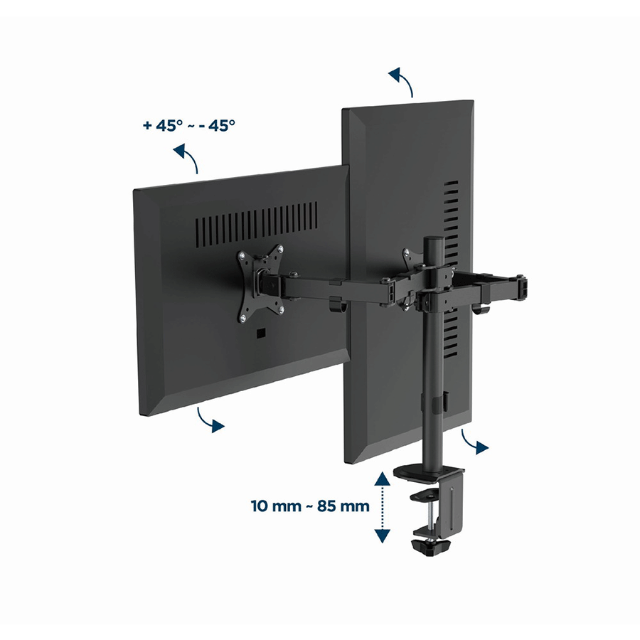 NOSAČ ZA DVA MONITORA GEMBIRD MA-D2-03, montaža na stol, tilt, swivel), 17”-32”, up to 9 kg