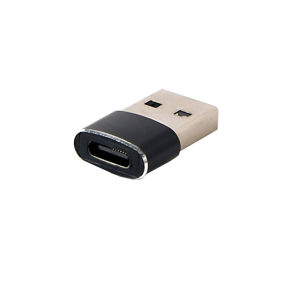 USB 2,0 adapter USB2.0 AM to Type-C female black, GEMBIRD A-USB2-AMCF-02