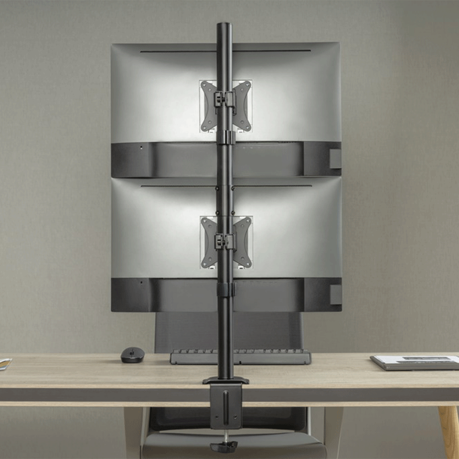 NOSAČ ZA DVA MONITORA VERTIKALNI GEMBIRD MA-D2-02, montaža na stol, (rotate, tilt, swivel), 17”-32”, up to 9 kg
