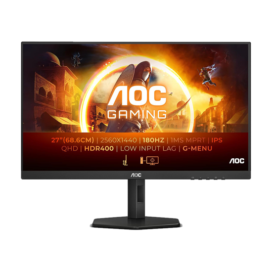 Picture of MONITOR AOC Gaming Q27G4X G4 SeriesLED monitor gaming 27" 2560 x 1440 QHD @ 180 Hz IPS 400 cd/m2 DisplayHDR 400 1 ms 2xHDMI DisplayPort speakers