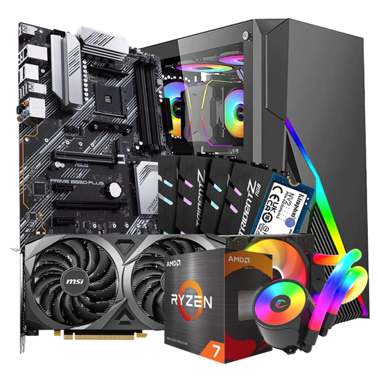 Picture of GNC GAMER BLACK PANTER Ryzen 7 5700X 3.4GHzup to 4.6 GHz, ASUS MB PRIME B550-PLUS, RAM 32 GB DDR4 3200 RGB, NVidia RTX 3060 VENTUS 2X 8G OC GDDR6