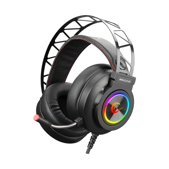 Picture of Slušalice sa mikrofonom gaming RAMPAGE Miracle-X5 Black RGB Led 7.1 Surround Sound System Gaming Headset with Microphone