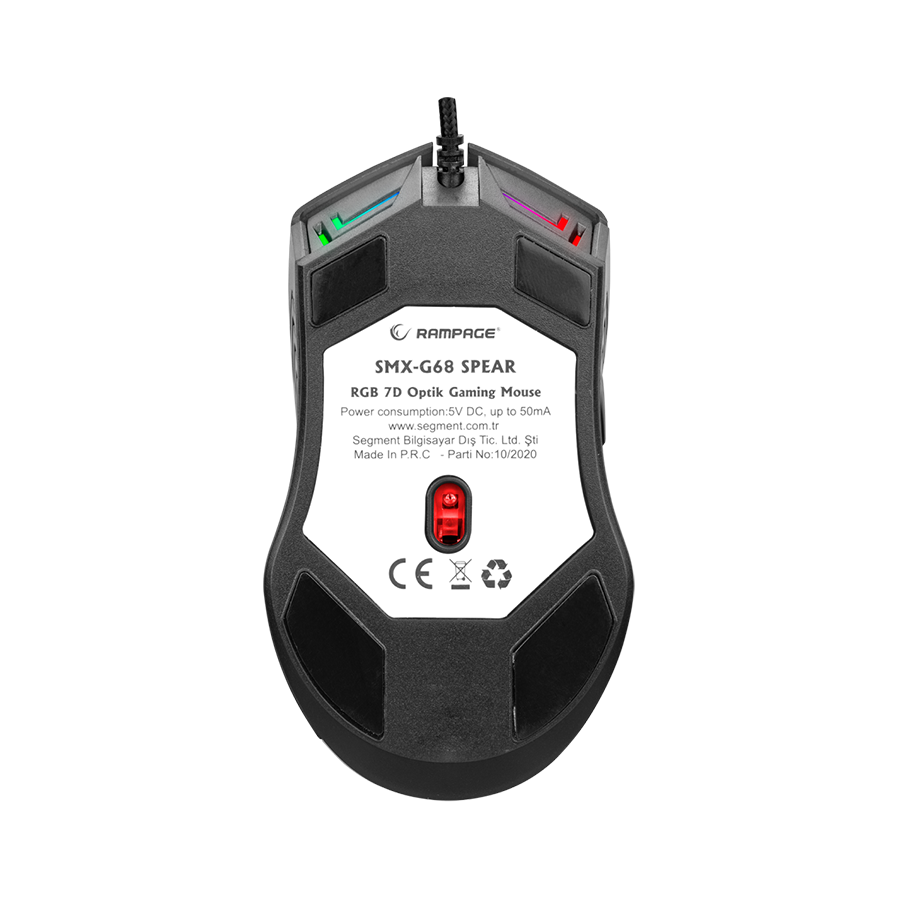 Miš gaming RAMPAGE SMX-G68 SPEAR Full RGB 7200DPI Black 7D Macro Gaming Mouse, 34870