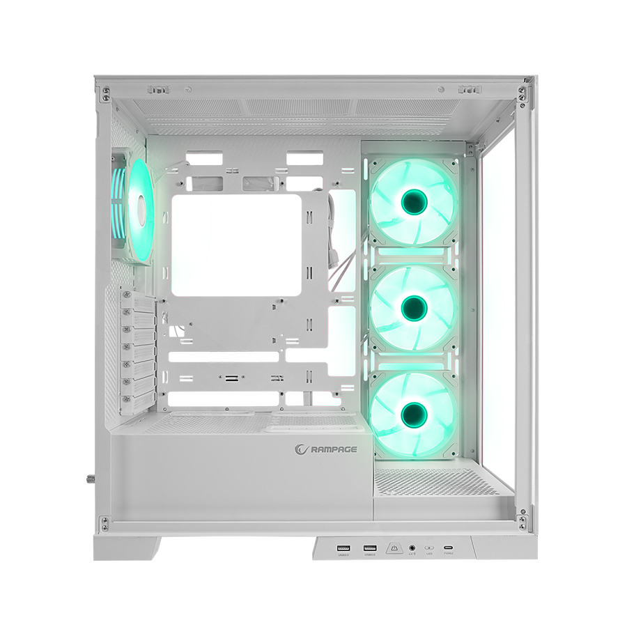 Kućište gaming RAMPAGE HYDRA V2 WHITE Type-C+USB3.0 4*ARGB Infinity Fan+Hub E-ATX Exclusive Gaming, 39990
