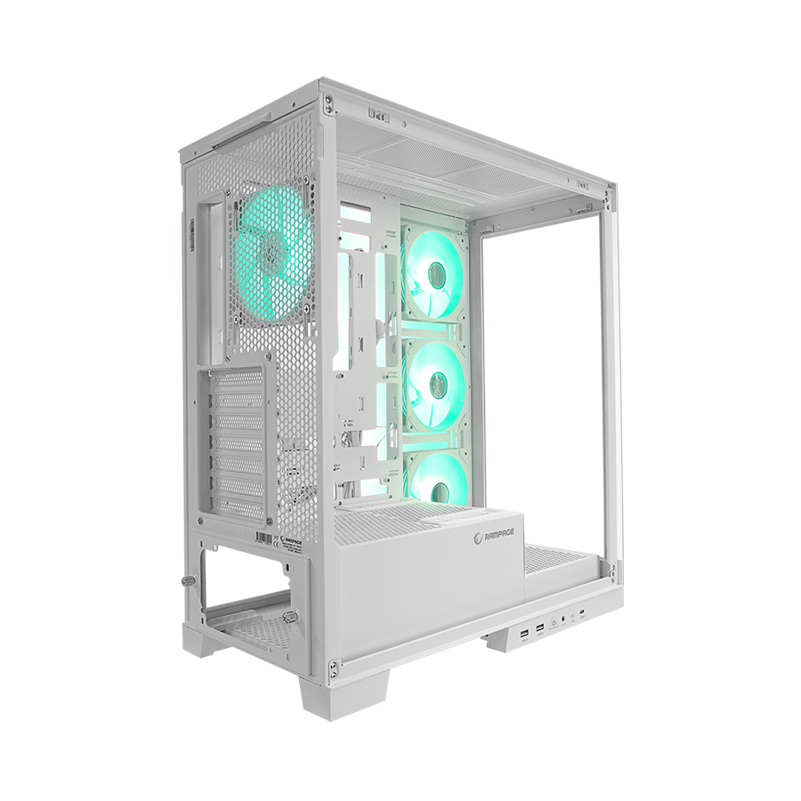Kućište gaming RAMPAGE HYDRA V2 WHITE Type-C+USB3.0 4*ARGB Infinity Fan+Hub E-ATX Exclusive Gaming, 39990