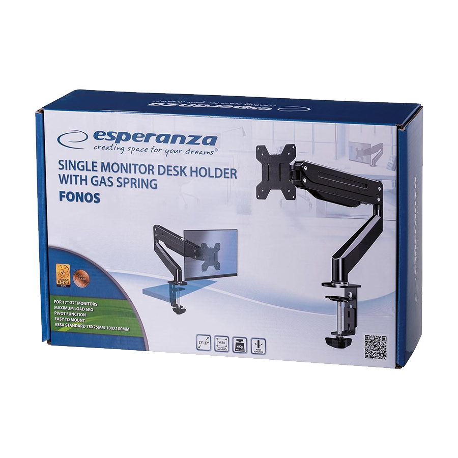 NOSAČ ZA MONITOR ESPERANZA DESK HOLDER WITH GAS SPRING FOR COMPUTER MONITOR 17"-27" FONOS, ERW019