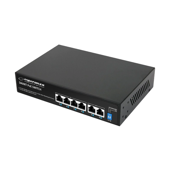 Picture of SWITCH 4 PoE + 2 UPLINK ESPERANZA  ETHERNET SWITCH 10/100/1000 GOLIATH, ENS107