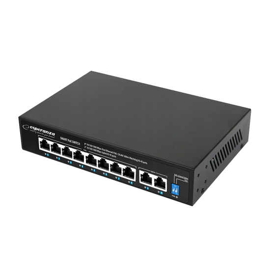 Picture of SWITCH 8 PoE + 2 UPLINK ESPERANZA  ETHERNET SWITCH 10/100/1000 MATRIX, ENS108