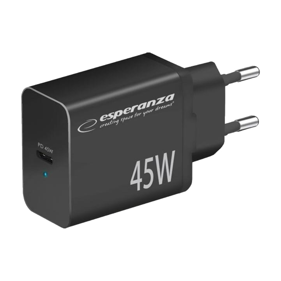 Picture of USB punjač Type-C ESPERANZA QUICK POWER CHARGER 45W USB-C PD 45W BLACK, EZC108K