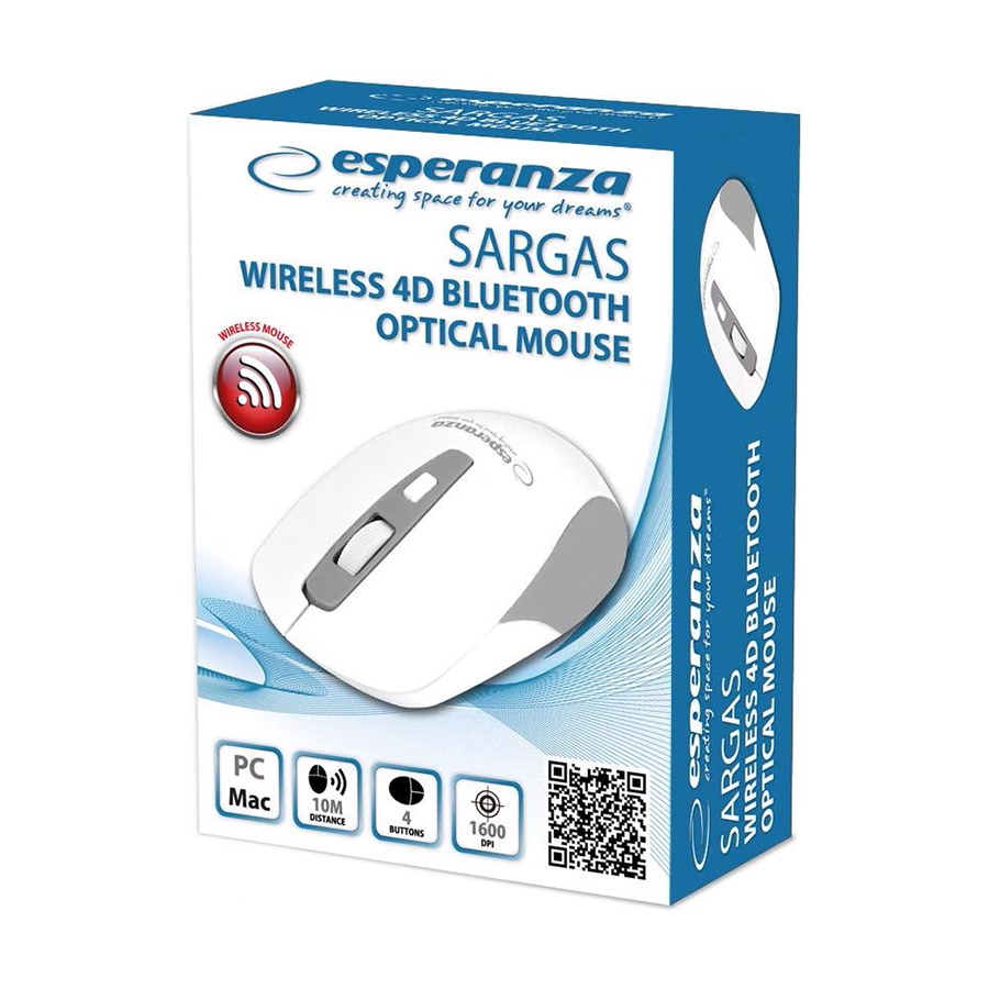 Miš bluetooth ESPERANZA, OPTICAL MOUSE, 4D SARGAS, EM130W