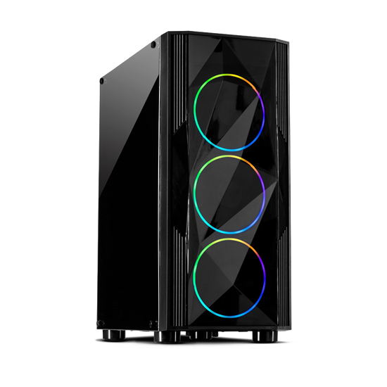 Picture of Kuciste Inter-tech Case A-3401 Chevron RGB gaming, 3x RGB fans, Acrylic glass front panel