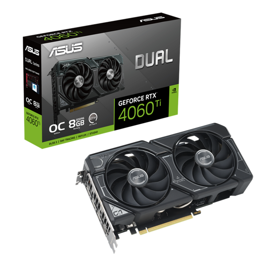 Picture of ASUS VGA DUAL-RTX4060TI-O8G NVIDIA GeForce RTX4060 Ti 8GB GDDR6 128bit, HDMI, 3xDP