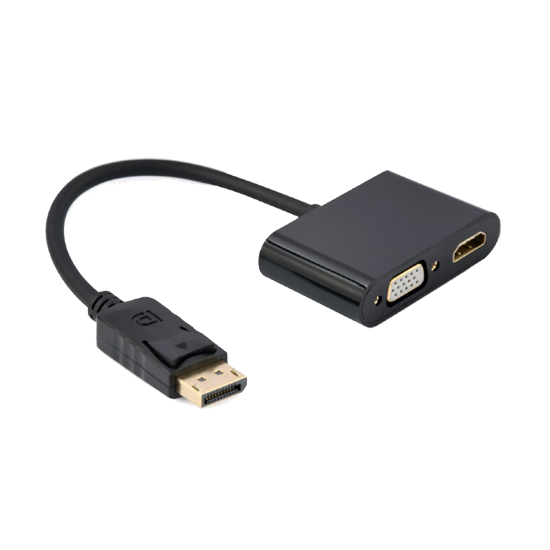 Picture of GEMBIRD Display port male to HDMI female + VGA female adapter black A-DPM-HDMIFVGAF-01