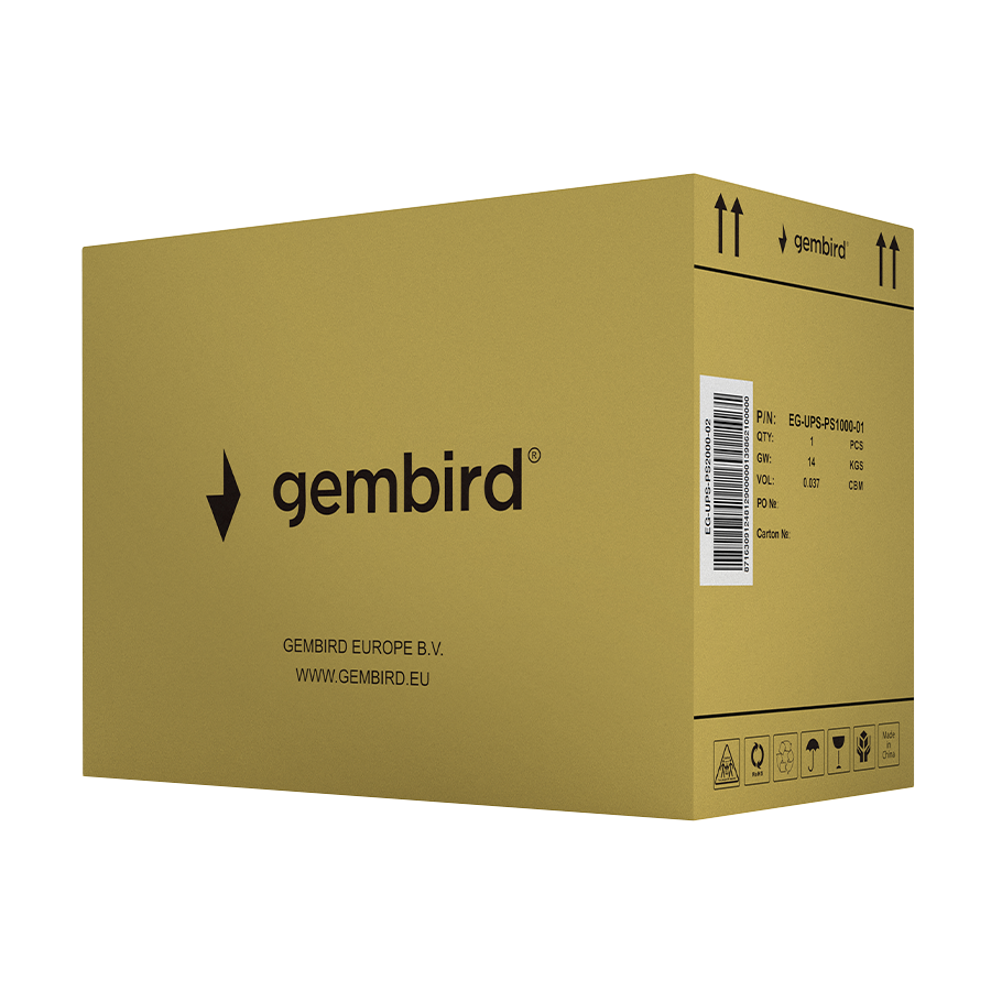 UPS GEMBIRD EG-UPS-PS2000-02, 2000 VA 1600W pure sine wave, USB, AVR, LCD