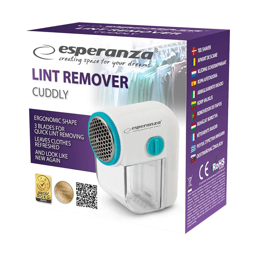 ESPERANZA LINT REMOVER CUDDLY WHITE-TURQUOISE, ECS003T