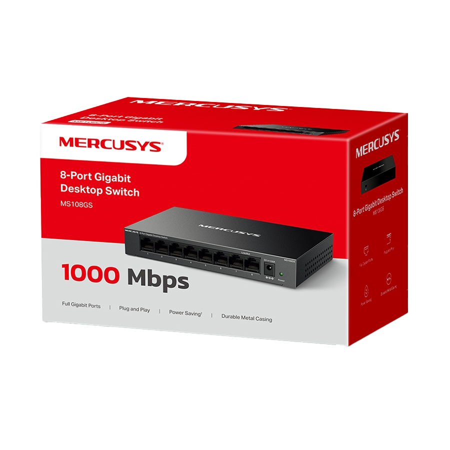 SWITCH MERCUSYS MS108GS 8-Port Gigabit Desktop Switch, Desktop Steel Case