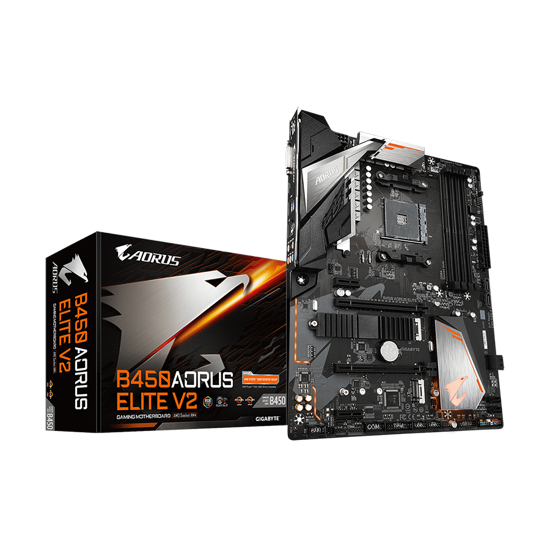 Picture of Gigabyte MB B450 AORUS ELITE V2 1.2, AMD B450; AM4;4xDDR4; DVI, HDMI; RAID; ATX