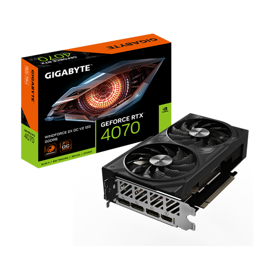 Picture of VGA Gigabyte RTX 4070 OC WF Windforce, 12GB 192bit, GDDR6 3xDP, 1xHDMI, GV-N4070WF2OCV2-12GD