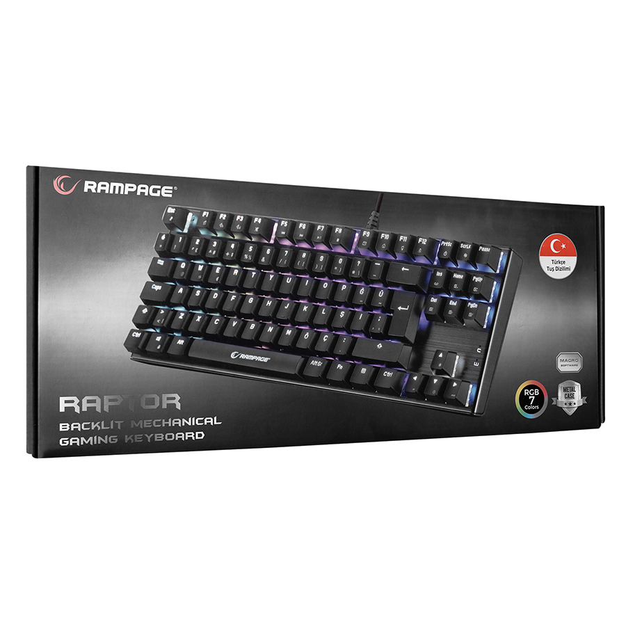 Tastatura gaming RAMPAGE KB-R17 Raptor Black USB 6 Color Blue Switch BiH Layout Gaming Mechanical Keyboard, 31409