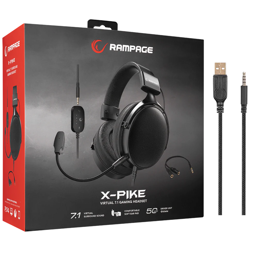 Slušalice sa mikrofonom gaming RAMPAGE RM-K99 X-PIKE USB 7.1 Sound Card PC PS4 Mobile Surround