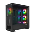 Picture of Kućište gaming RAMPAGE VANGUARD V2 Black Mesh Easy Tempered Glass Vertical VGA Holder 4*RGB Fan Hub E-ATX Big-T