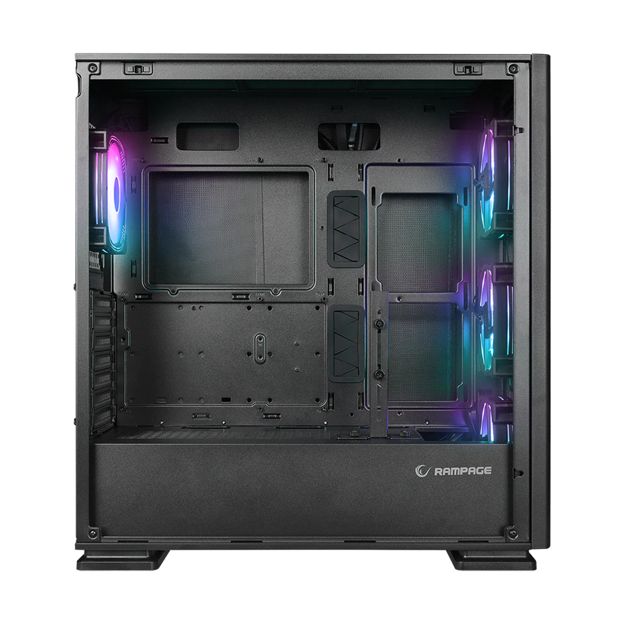 Kućište gaming RAMPAGE VANGUARD V2 Black Mesh Easy Tempered Glass Vertical VGA Holder 4*RGB Fan Hub E-ATX Big-T, 39846