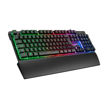Tastatura gaming RAMPAGE KB-RX77 RUNNER Black USB Rainbow Illuminated US/ENGLISH LAYOUT Wrist Support, 39909