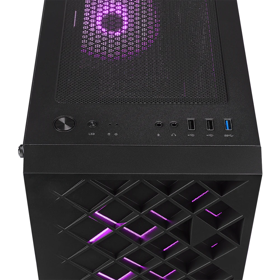 Kućište gaming RAMPAGE AZZA V1 Tempered Glass Black 3*12CM Black 1* 12CM ARGB Fan ATX Mid-T Gaming Player Case