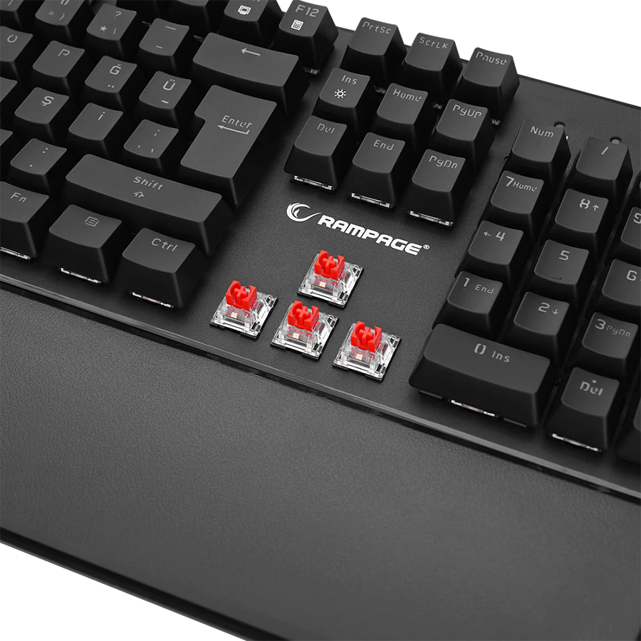 Tastatura gaming RAMPAGE KB-R86 UMBRA Black USB Rainbow Illuminated Red Switch US Layout Mechanical, 40385