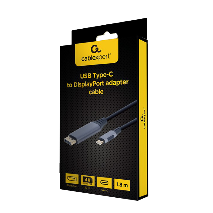 Video adapter kabl Type-C to DisplayPort, space grey, 1.8 m, 4K 60 Hz, GEMBIRD CC-USB3C-DPF-01-6