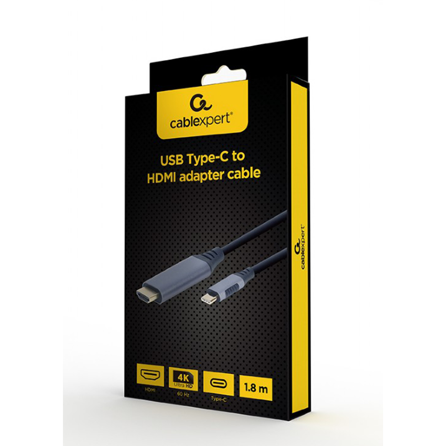 Video adapter kabl Type-C to HDMI, space grey, 1.8 m, 4K 60 Hz, GEMBIRD CC-USB3C-HDMI-01-6