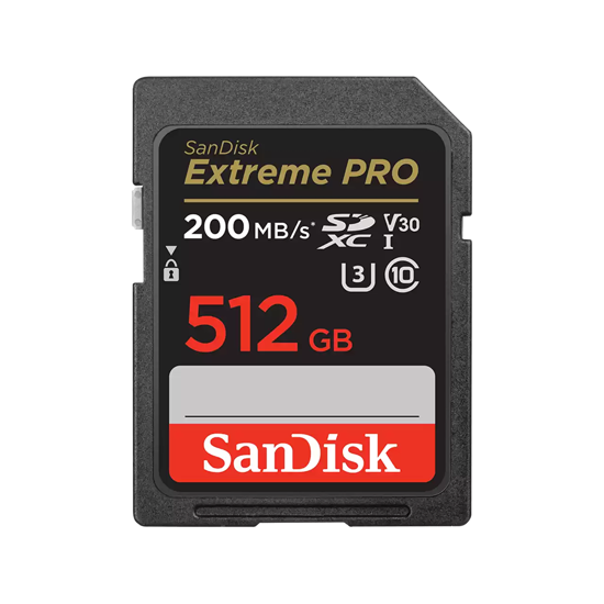 Picture of SanDisk SDXC 512GB Extreme Pro 200MB/s V30 UHS-I Class10 U3 V30  SDSDXXD-512G-GN4IN