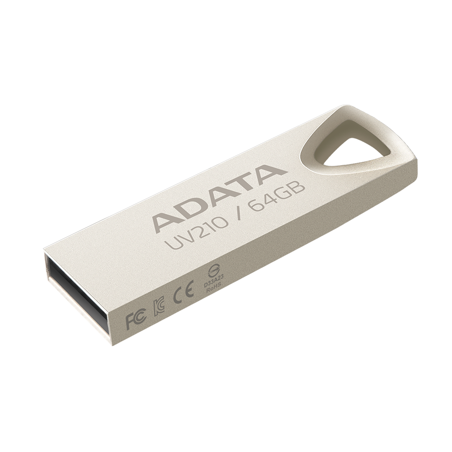 USB Memory stick Adata UFD 64GB UV210 Metal Golden 64 GB, USB, Brzina čitanja 90 MB/s, Brzina pisanja 40 MB/s, AUV210-64G-RGD USB 2.0
