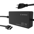 Picture of AC ADAPTER univerzalni za notebok GEMBIRD 65W PowerDelivery GaN USB, Type-C fast charger, black, NPA-AC-PDQC65-01