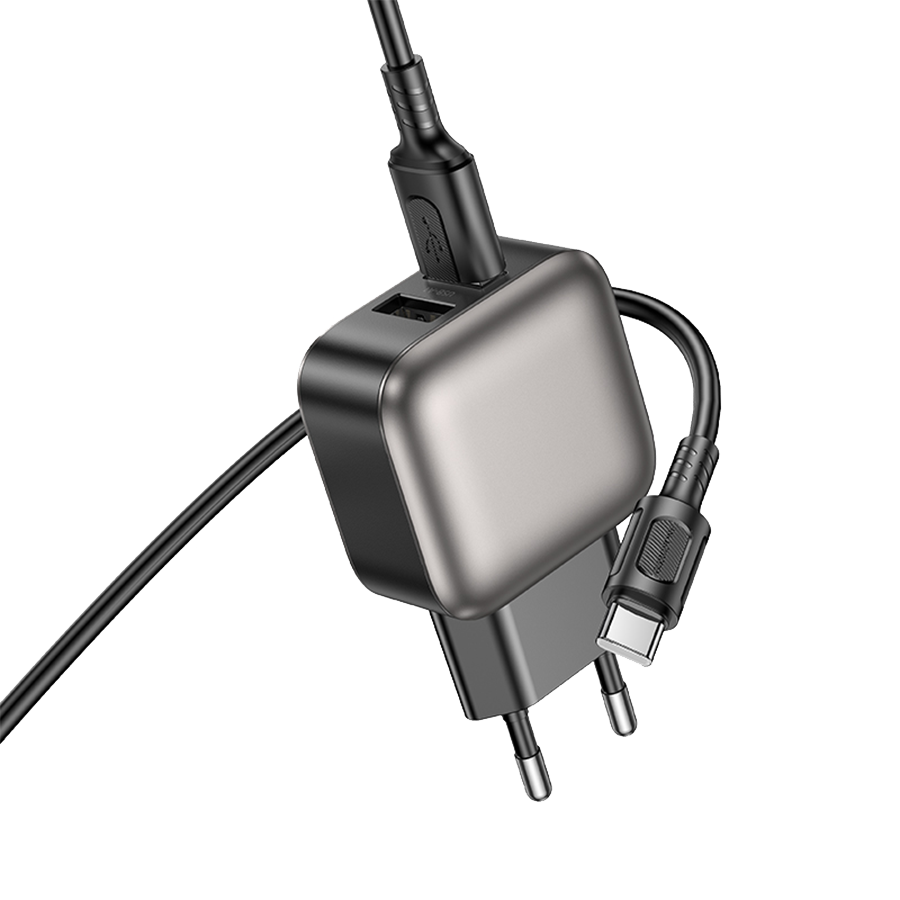 USB punjač sa kablom 1m USB to Type-C BOROFONE BAS51A Absolute dual-port charger set Type-C black