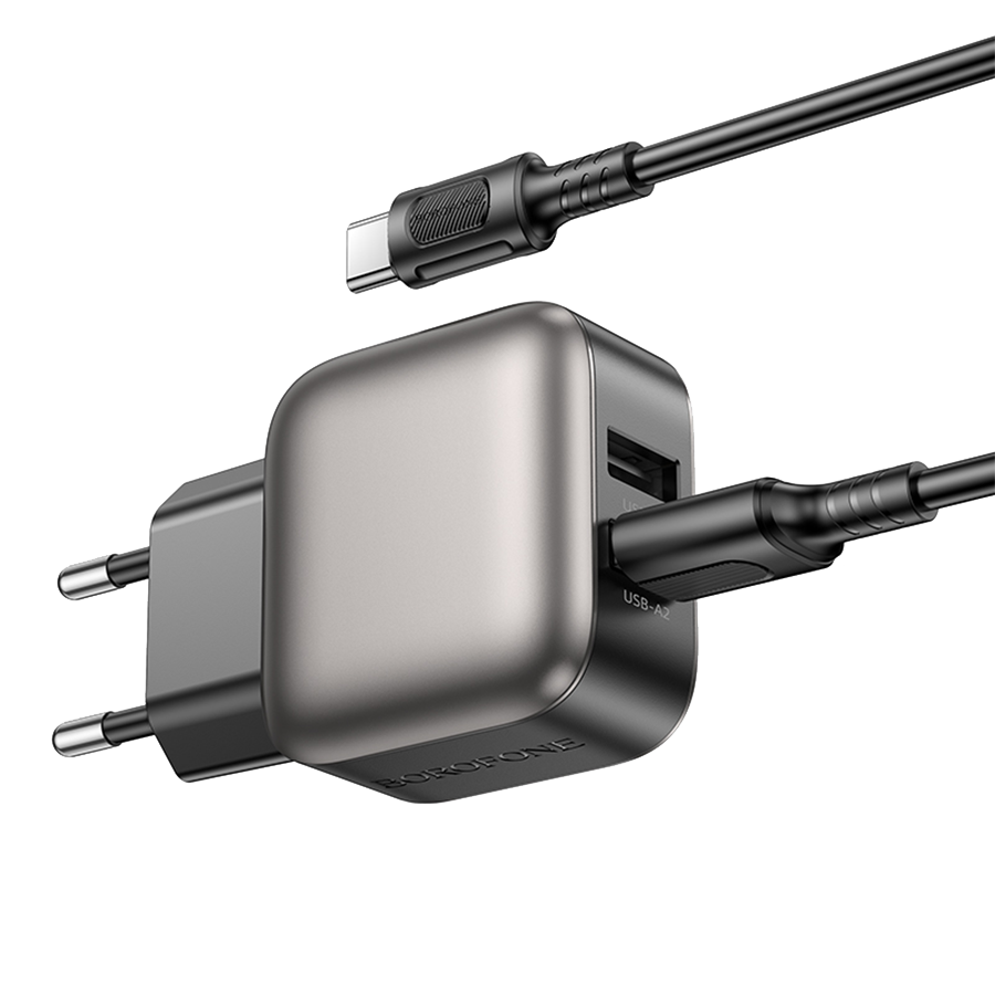 USB punjač sa kablom 1m USB to Type-C BOROFONE BAS51A Absolute dual-port charger set Type-C black