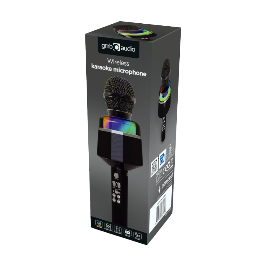 Mikrofon karaoke wireless bluetooth sa zvučnikom, black, GEMBIRD MICBT-01-BK