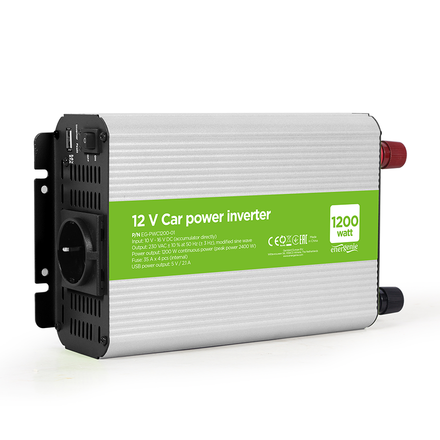 DC-AC inverter za auto GEMBIRD, in12Vout220V 1200W EG-PWC1200-01