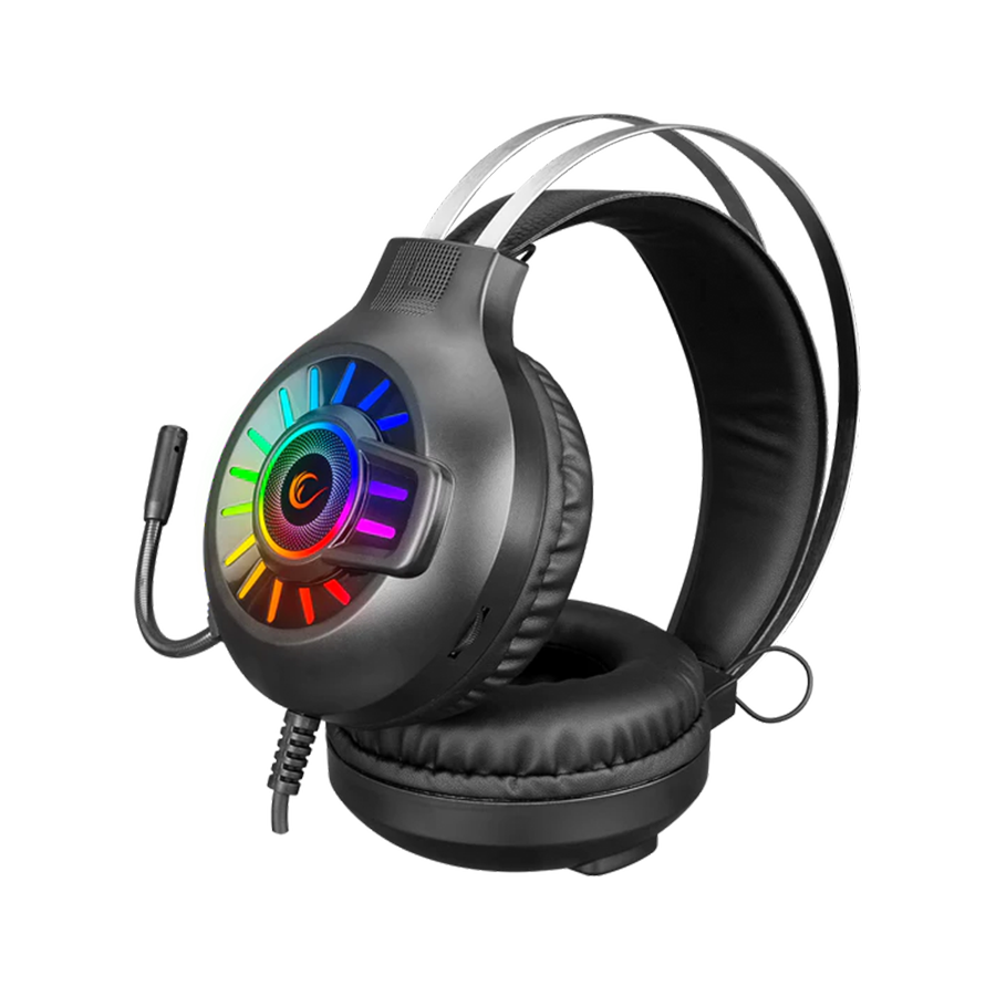 Slušalice sa mikrofonom gaming RAMPAGE RM-K44 ZENGIBAR Black 7.1 Surround RGB Light Effect Gaming Headset with Flexivle long Microphone, 35129