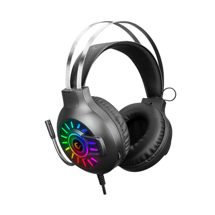 Slušalice sa mikrofonom gaming RAMPAGE RM-K44 ZENGIBAR Black 7.1 Surround RGB Light Effect Gaming Headset with Flexivle long Microphone, 35129