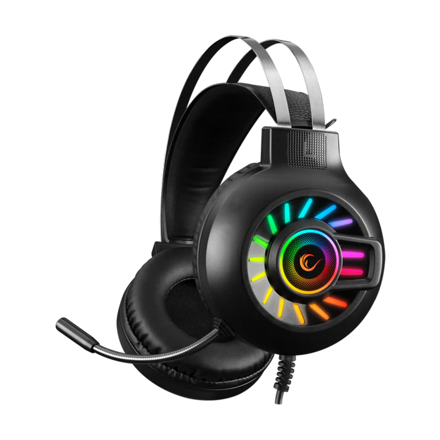 Slušalice sa mikrofonom gaming RAMPAGE RM-K44 ZENGIBAR Black 7.1 Surround RGB Light Effect Gaming Headset with Flexivle long Microphone, 35129