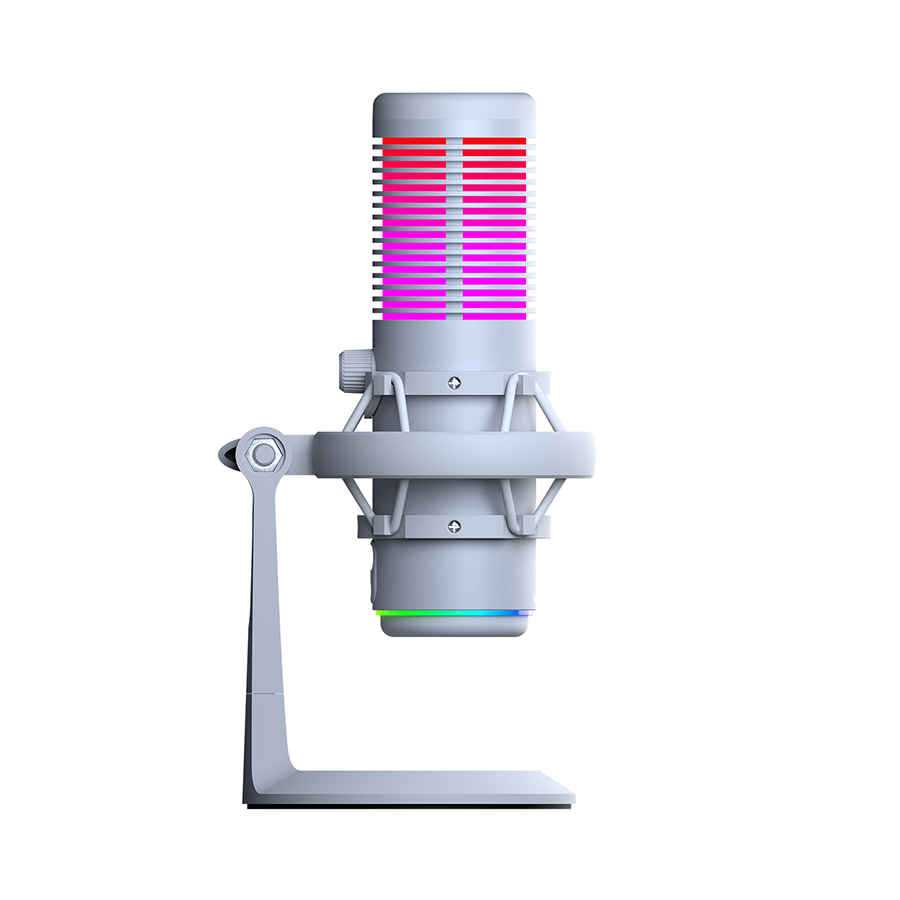 Mikrofon gaming RAMPAGE BEMOL RGB White Microphone with Shock Mount and Pop Filter for Gaming, Streaming, Podcasts, 41148