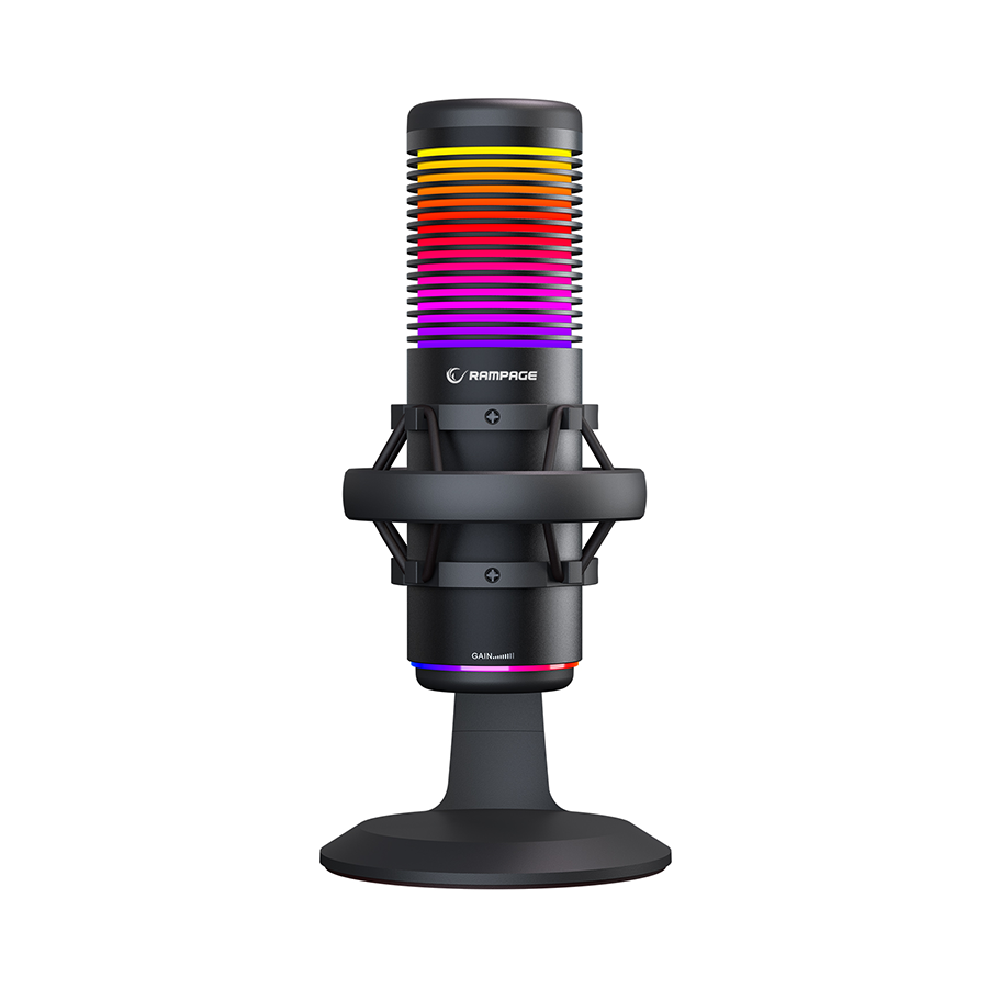 Mikrofon gaming RAMPAGE Bemol RGB Black Microphone with Shock Mount and Pop Filter for Gaming, Streaming, Podcasts, 41147