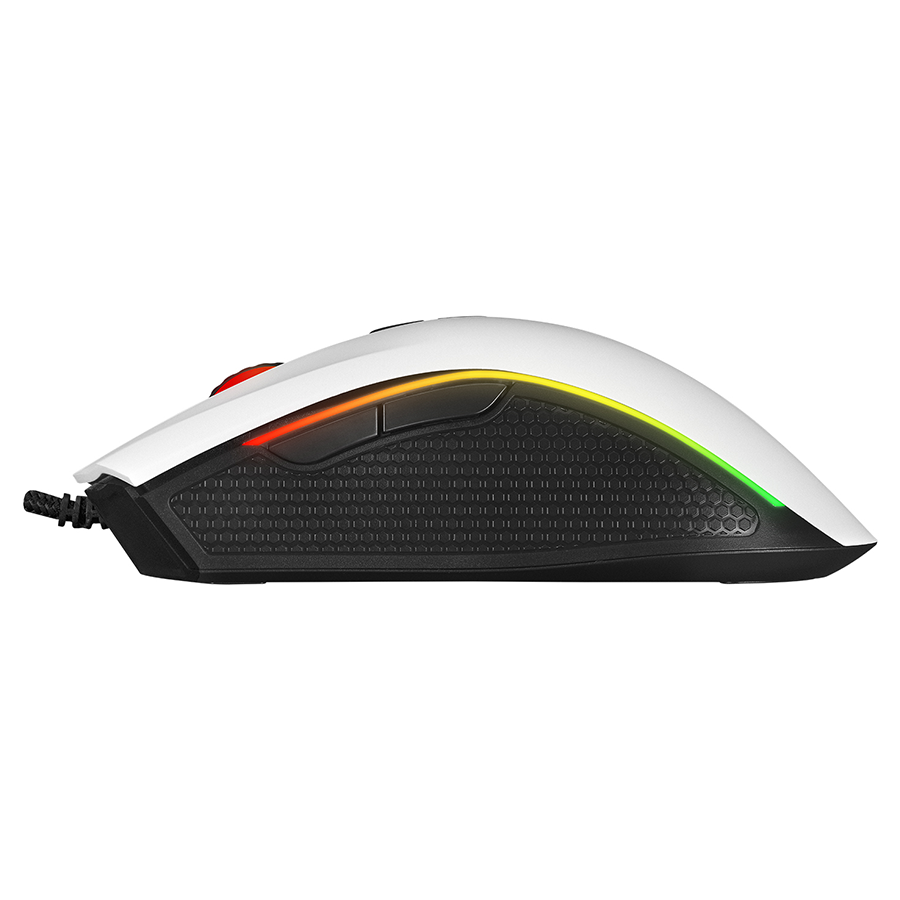 Miš gaming RAMPAGE RAMPAGE SMX-R44 V2 Macrol White 12800 DPI RGB LED 80 Million Huano Switch Gaming Player Mouse, 41492