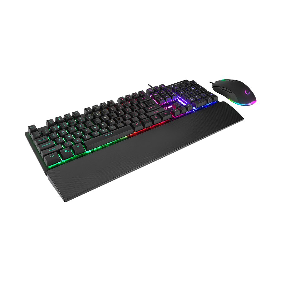 Tastatura + miš gaming RAMPAGE KM-RX7 FORTUNA Rainbow Backlit FULL SIZE US/ENGLISH Layout 6400 dpi Mouse COMBO SET, 39908